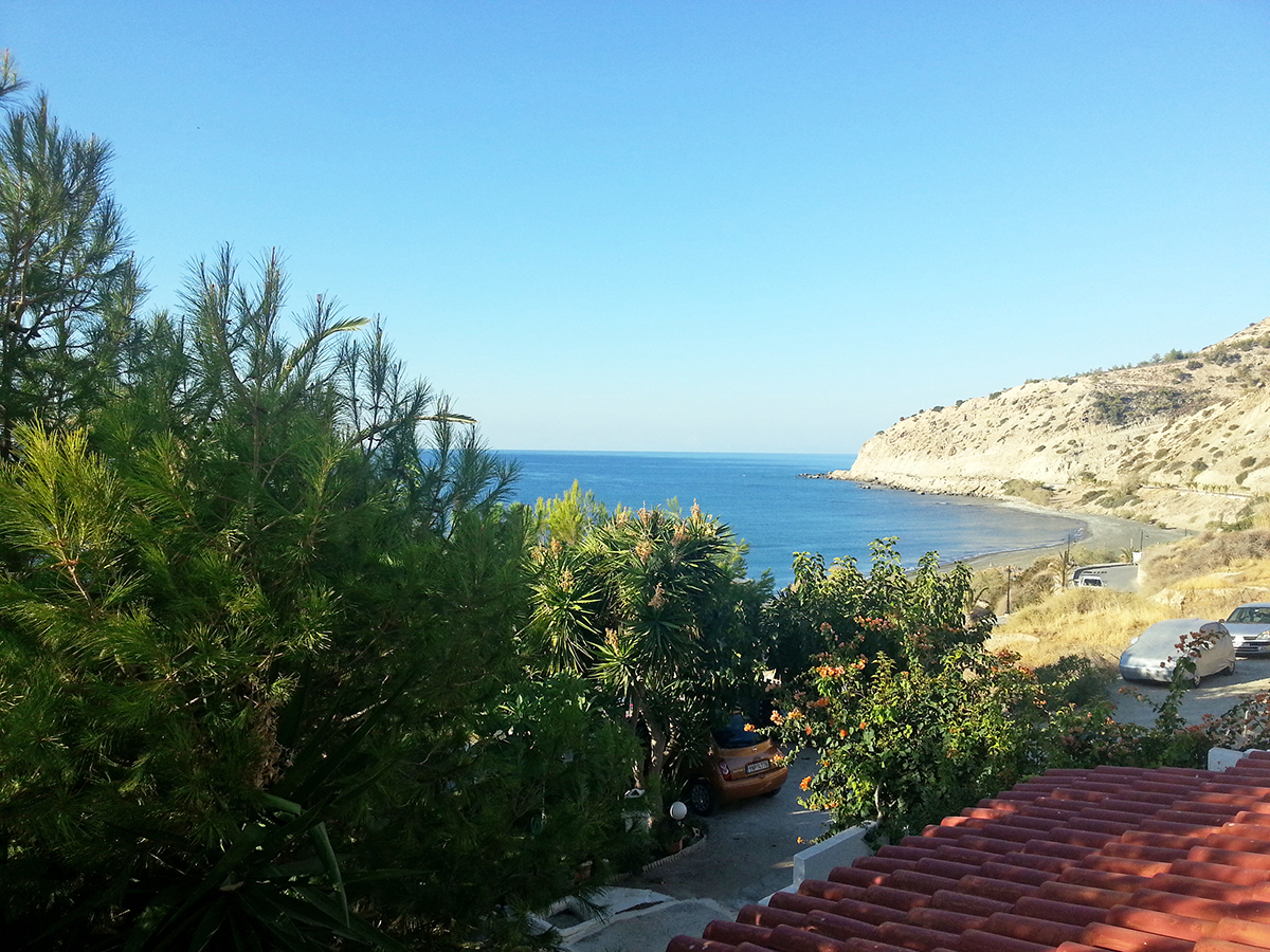 Blick vom Balkon des Big Blue Hotels Myrtos