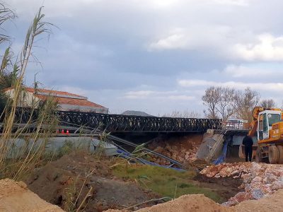 Provisorische Brücke in Platanias