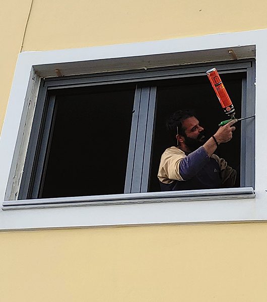 Fenster werden eingebaut